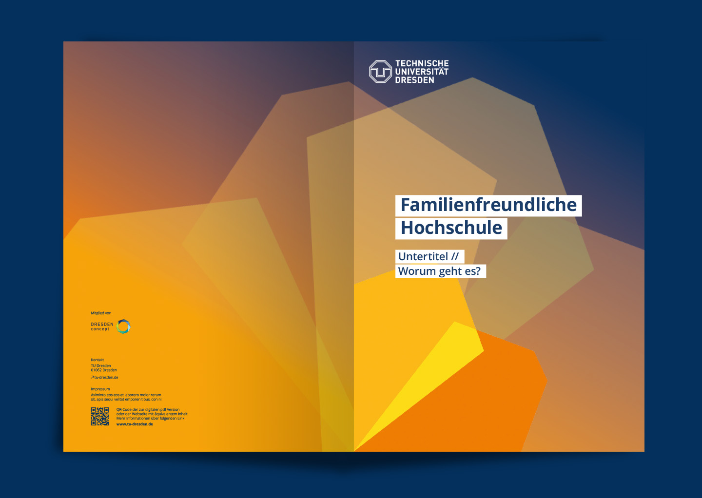 Broschüre für den Teilbereich Familienfreundlichkeit in gelb